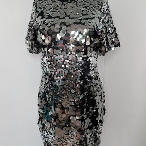 George Black and Silver Sequin Mini Dress